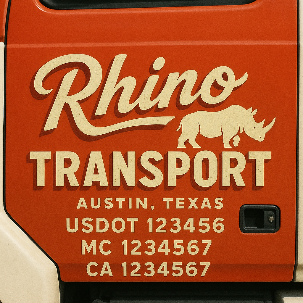 Truck Door Decal Sticker Lettering Signs With Location, USDOT, MC, CA, KYU, VIN, GVW (2-Pack)