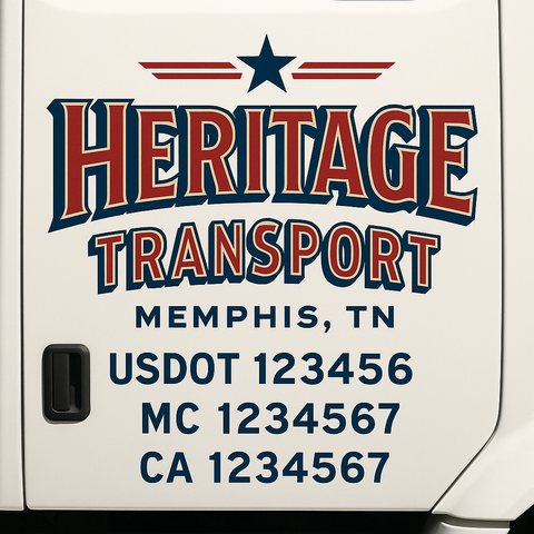 Truck Door Decal Sticker Lettering Signs With Location, USDOT, MC, CA, KYU, VIN, GVW (2-Pack)