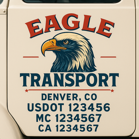 Truck Door Decal Sticker Lettering Signs With Location, USDOT, MC, CA, KYU, VIN, GVW (2-Pack)