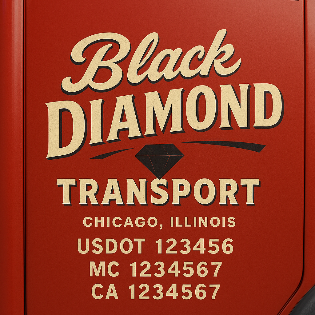 Truck Door Decal Sticker Lettering Signs With Location, USDOT, MC, CA, KYU, VIN, GVW (2-Pack)