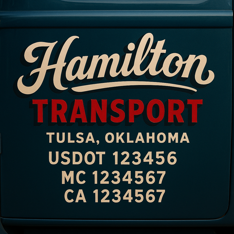 Truck Door Decal Sticker Lettering Signs With Location, USDOT, MC, CA, KYU, VIN, GVW (2-Pack)