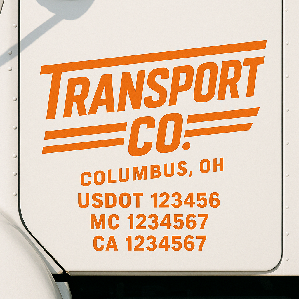 Truck Door Decal Sticker Lettering Signs With Location, USDOT, MC, CA, KYU, VIN, GVW (2-Pack)