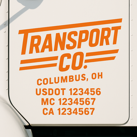 Truck Door Decal Sticker Lettering Signs With Location, USDOT, MC, CA, KYU, VIN, GVW (2-Pack)