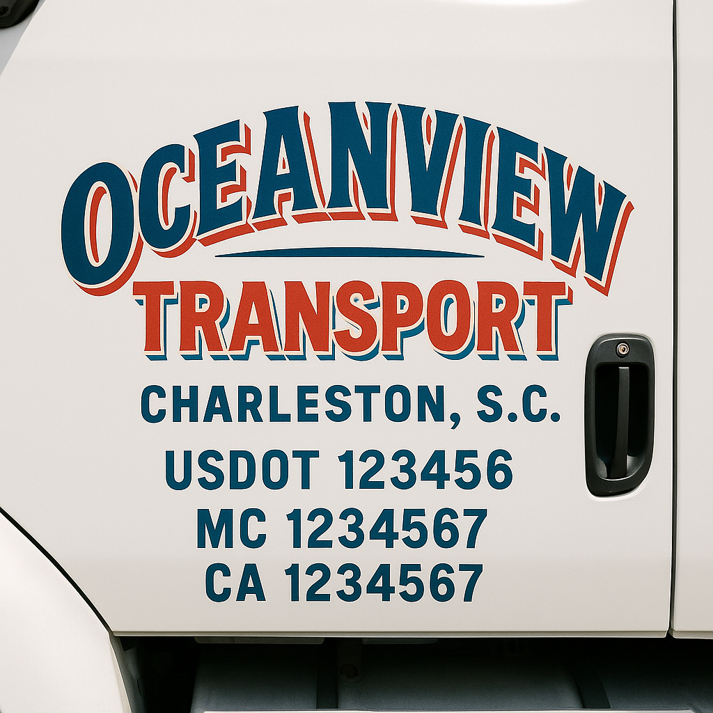 Truck Door Decal Sticker Lettering Signs With Location, USDOT, MC, CA, KYU, VIN, GVW (2-Pack)