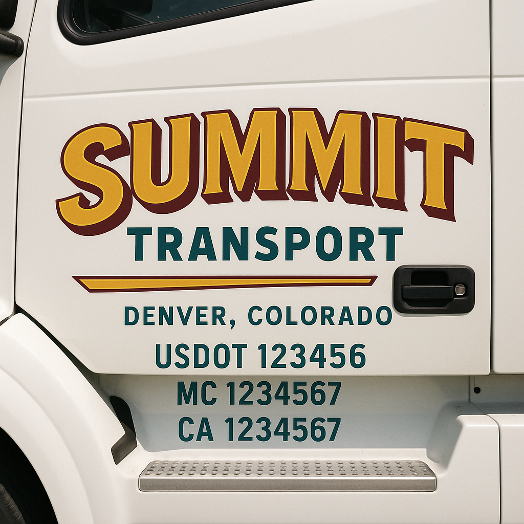 Truck Door Decal Sticker Lettering Signs With Location, USDOT, MC, CA, KYU, VIN, GVW (2-Pack)