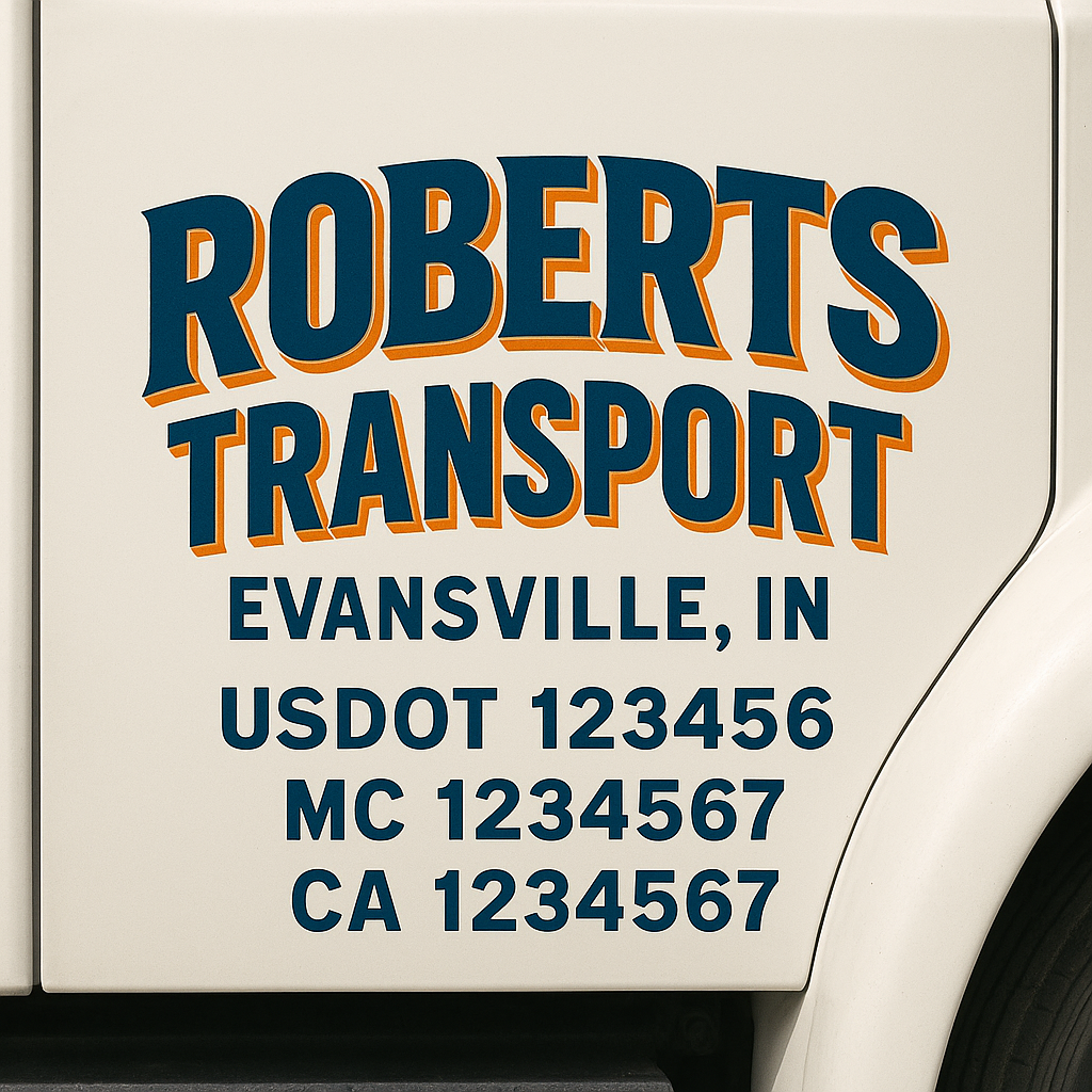 Truck Door Decal Sticker Lettering Signs With Location, USDOT, MC, CA, KYU, VIN, GVW (2-Pack)