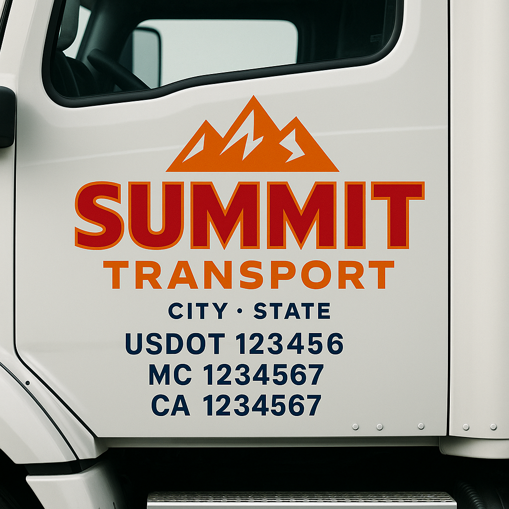 Truck Door Decal Sticker Lettering Signs With Location, USDOT, MC, CA, KYU, VIN, GVW (2-Pack)