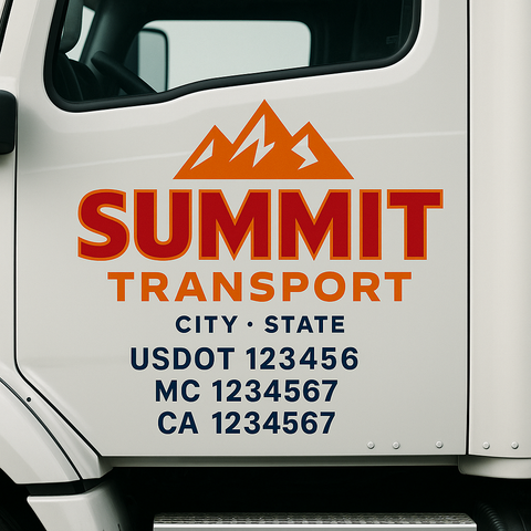 Truck Door Decal Sticker Lettering Signs With Location, USDOT, MC, CA, KYU, VIN, GVW (2-Pack)