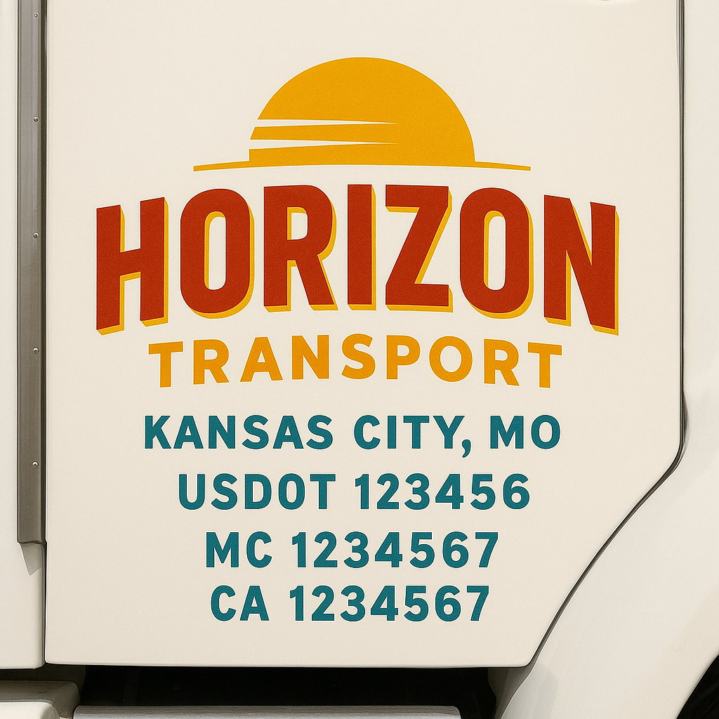 Truck Door Decal Sticker Lettering Signs With Location, USDOT, MC, CA, KYU, VIN, GVW (2-Pack)