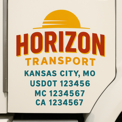 Truck Door Decal Sticker Lettering Signs With Location, USDOT, MC, CA, KYU, VIN, GVW (2-Pack)