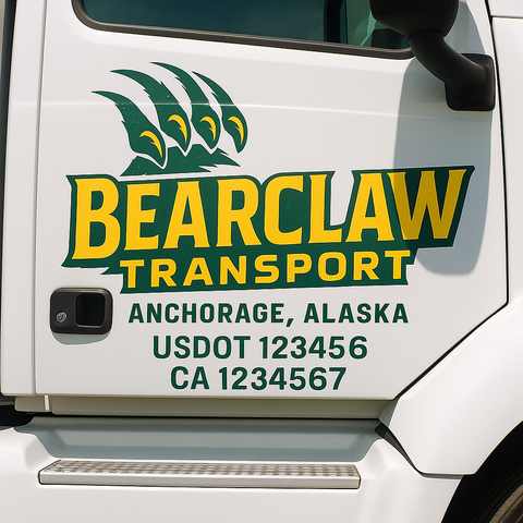 Truck Door Decal Sticker Lettering Signs With Location, USDOT, MC, CA, KYU, VIN, GVW (2-Pack)