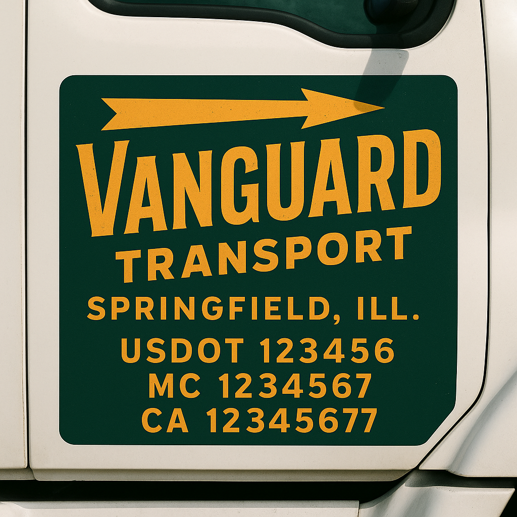 Truck Door Decal Sticker Lettering Signs With Location, USDOT, MC, CA, KYU, VIN, GVW (2-Pack)
