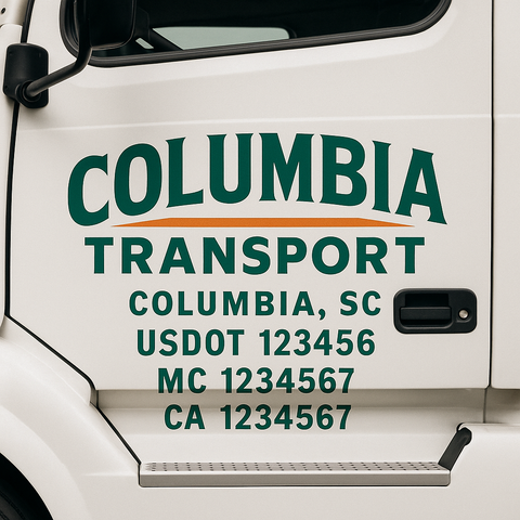 Truck Door Decal Sticker Lettering Signs With Location, USDOT, MC, CA, KYU, VIN, GVW (2-Pack)