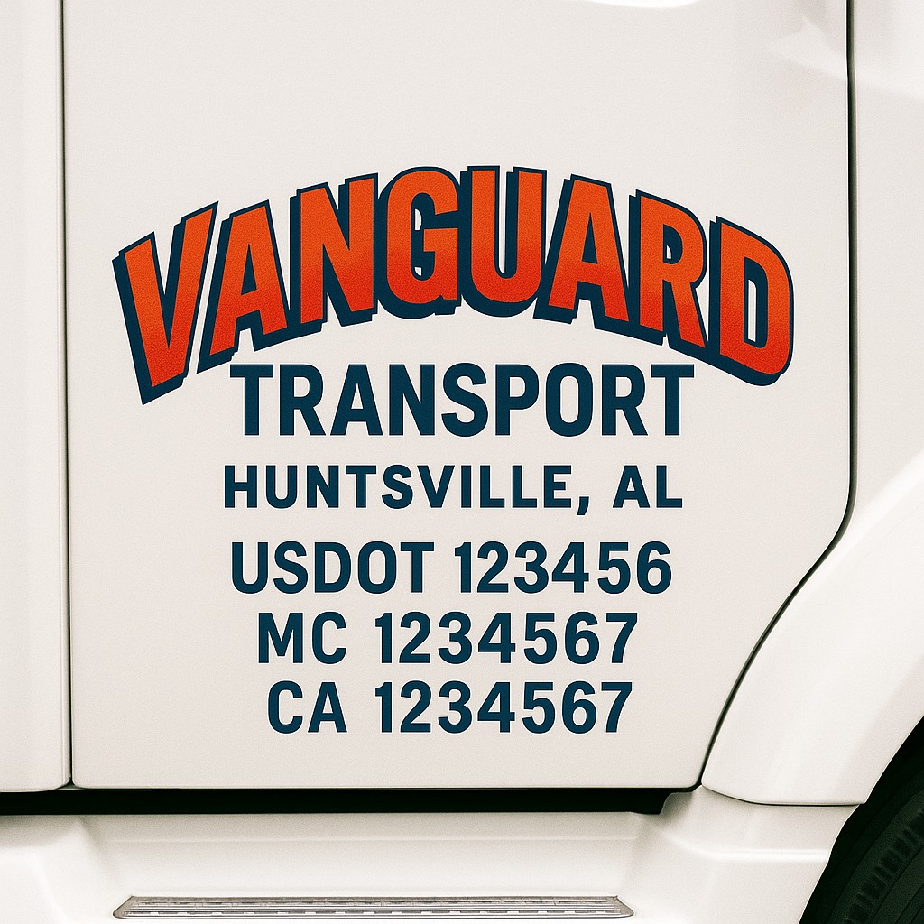 Truck Door Decal Sticker Lettering Signs With Location, USDOT, MC, CA, KYU, VIN, GVW (2-Pack)