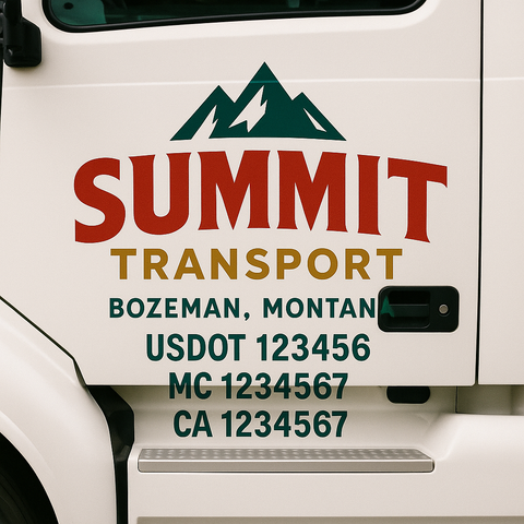 Truck Door Decal Sticker Lettering Signs With Location, USDOT, MC, CA, KYU, VIN, GVW (2-Pack)