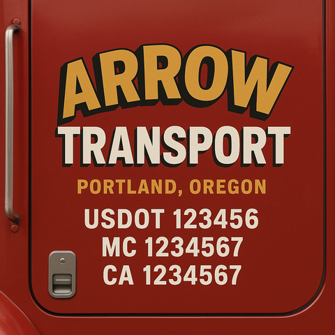 Truck Door Decal Sticker Lettering Signs With Location, USDOT, MC, CA, KYU, VIN, GVW (2-Pack)