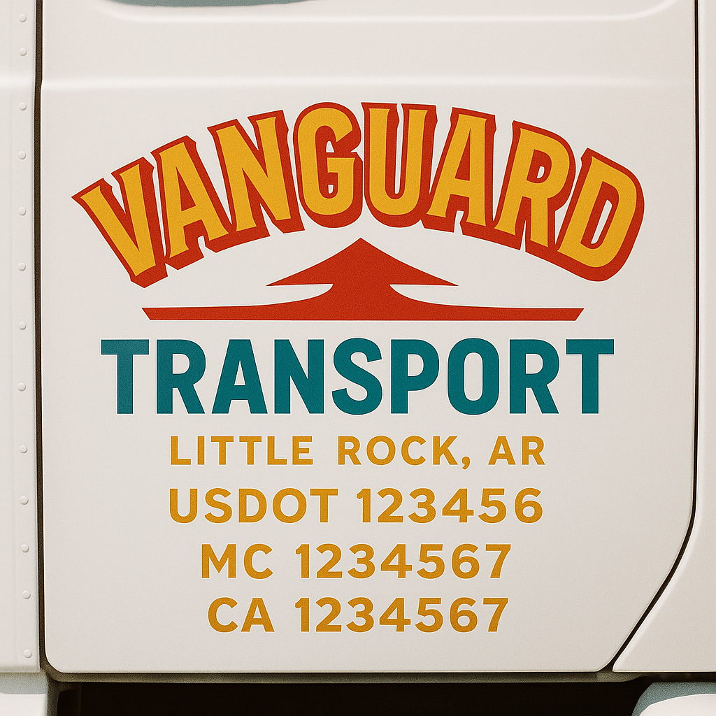 Truck Door Decal Sticker Lettering Signs With Location, USDOT, MC, CA, KYU, VIN, GVW (2-Pack)