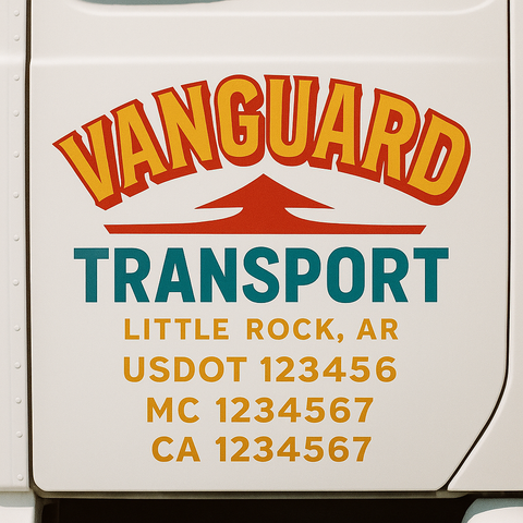 Truck Door Decal Sticker Lettering Signs With Location, USDOT, MC, CA, KYU, VIN, GVW (2-Pack)