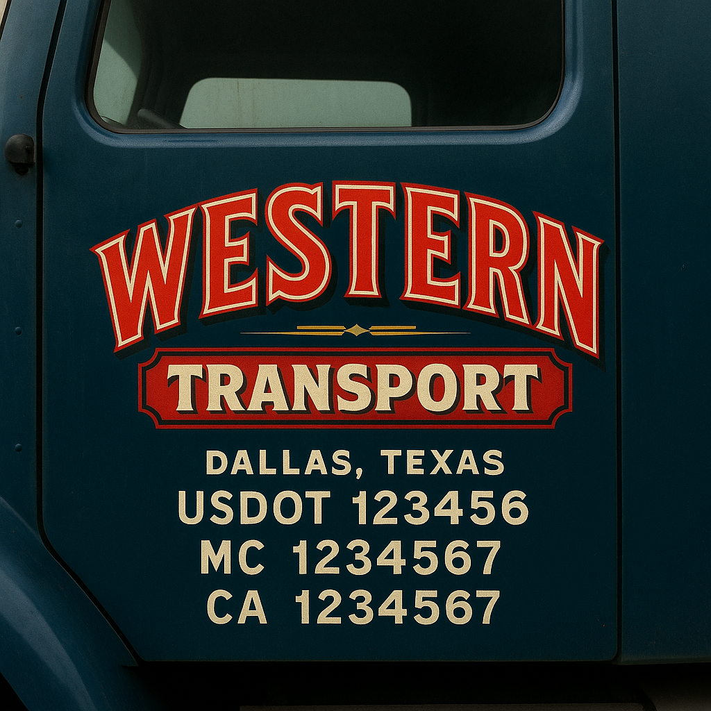 Truck Door Decal Sticker Lettering Signs With Location, USDOT, MC, CA, KYU, VIN, GVW (2-Pack)
