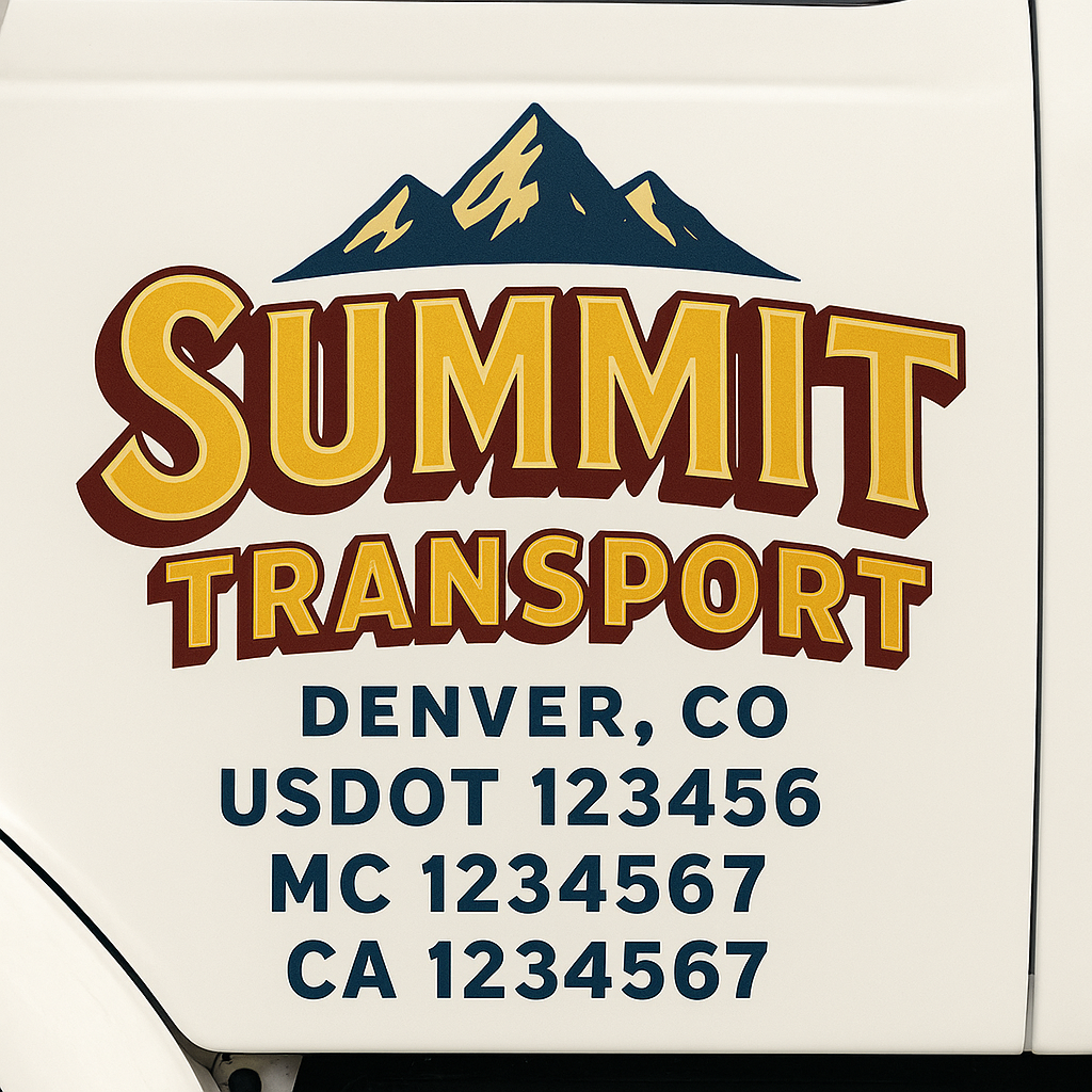 Truck Door Decal Sticker Lettering Signs With Location, USDOT, MC, CA, KYU, VIN, GVW (2-Pack)