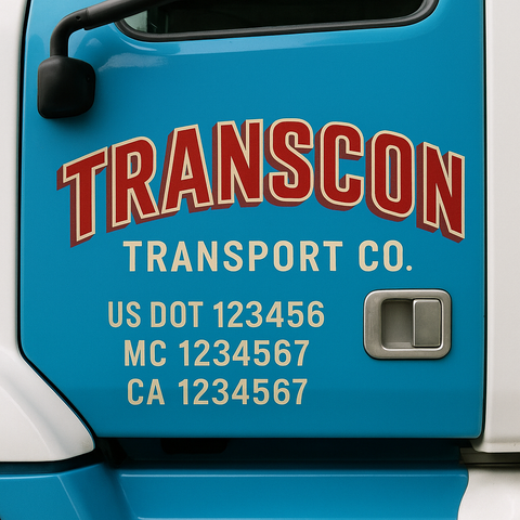 Truck Door Decal Sticker Lettering Signs With Location, USDOT, MC, CA, KYU, VIN, GVW (2-Pack)
