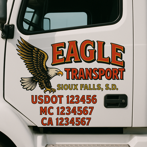 Truck Door Decal Sticker Lettering Signs With Location, USDOT, MC, CA, KYU, VIN, GVW (2-Pack)