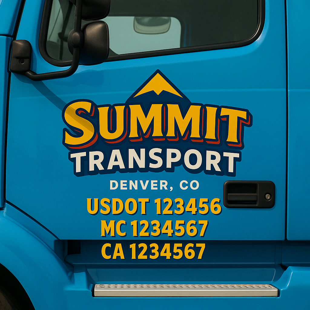 Truck Door Decal Sticker Lettering Signs With Location, USDOT, MC, CA, KYU, VIN, GVW (2-Pack)