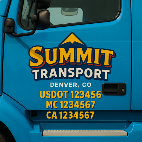 Truck Door Decal Sticker Lettering Signs With Location, USDOT, MC, CA, KYU, VIN, GVW (2-Pack)