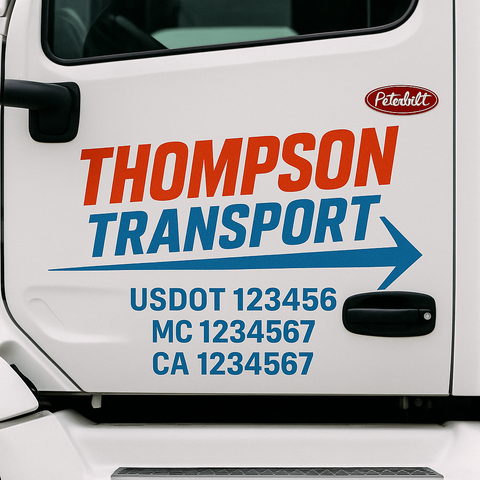 Truck Door Decal Sticker Lettering Signs With Location, USDOT, MC, CA, KYU, VIN, GVW (2-Pack)