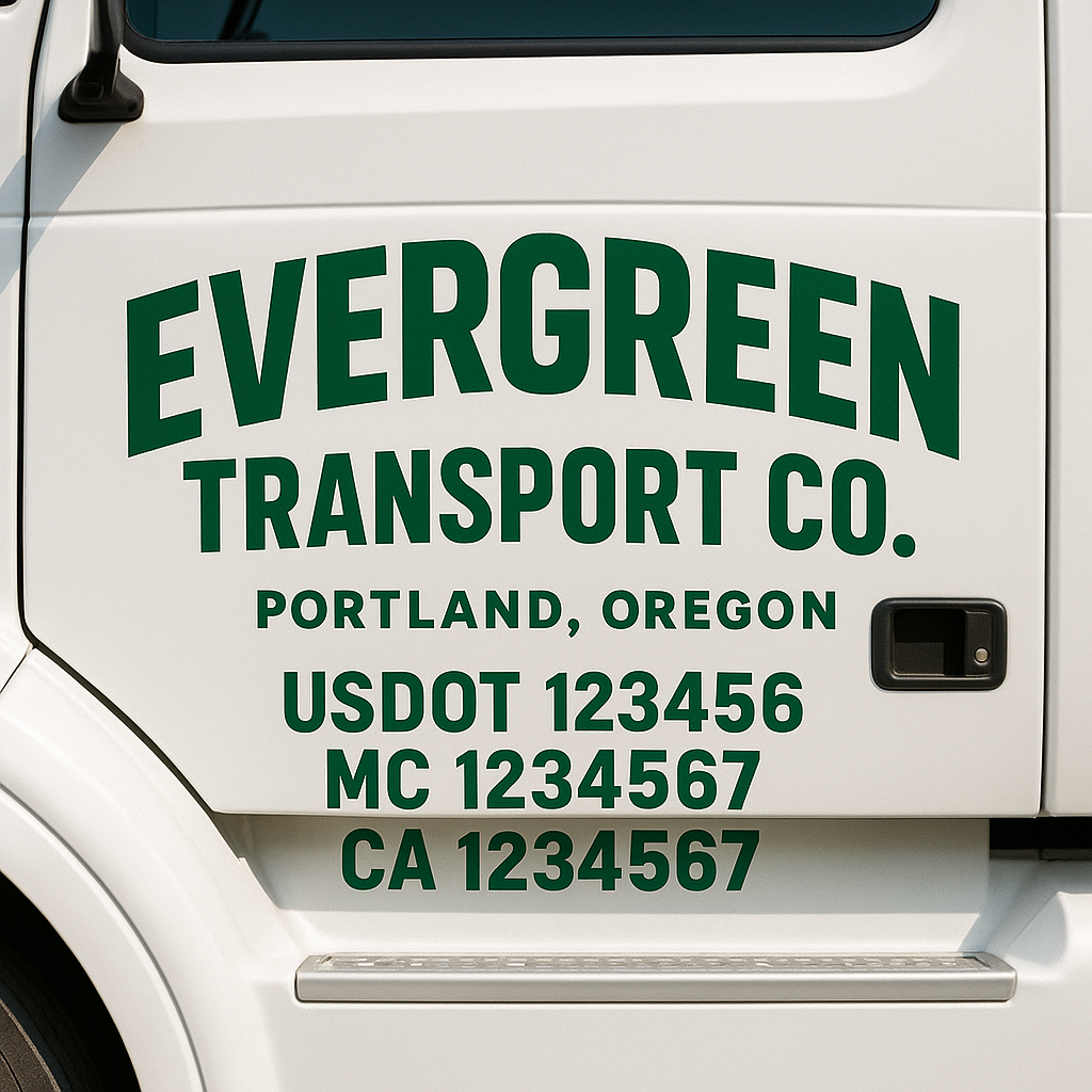 Truck Door Decal Sticker Lettering Signs With Location, USDOT, MC, CA, KYU, VIN, GVW (2-Pack)