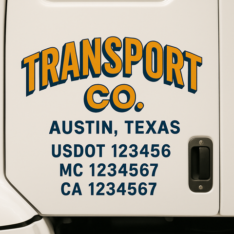 Truck Door Decal Sticker Lettering Signs With Location, USDOT, MC, CA, KYU, VIN, GVW (2-Pack)
