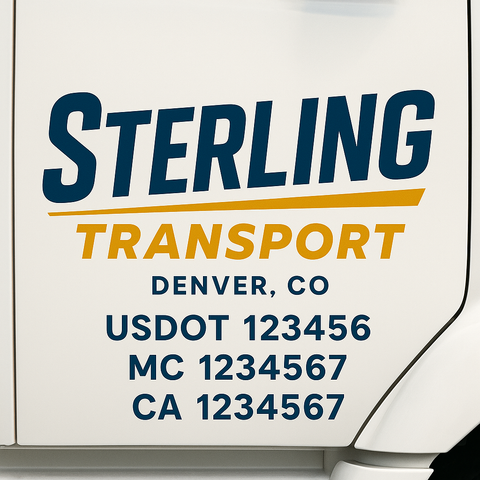 Truck Door Decal Sticker Lettering Signs With Location, USDOT, MC, CA, KYU, VIN, GVW (2-Pack)