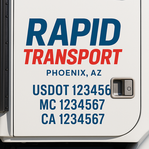 Truck Door Decal Sticker Lettering Signs With Location, USDOT, MC, CA, KYU, VIN, GVW (2-Pack)