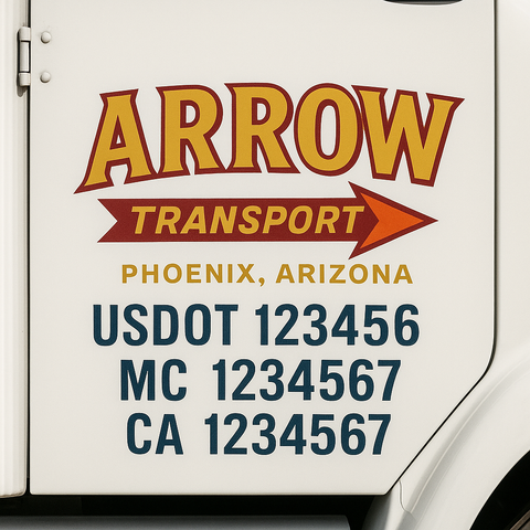 Truck Door Decal Sticker Lettering Signs With Location, USDOT, MC, CA, KYU, VIN, GVW (2-Pack)