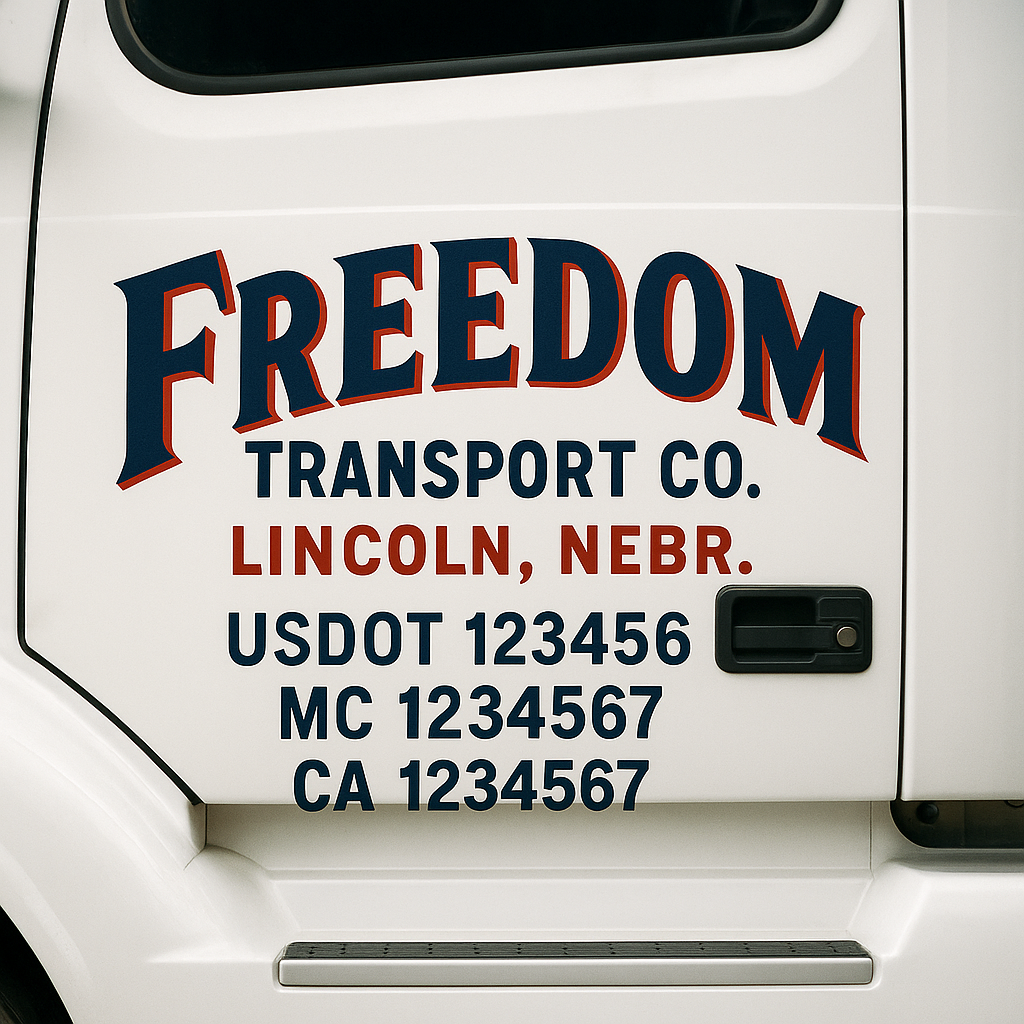 Truck Door Decal Sticker Lettering Signs With Location, USDOT, MC, CA, KYU, VIN, GVW (2-Pack)