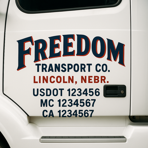 Truck Door Decal Sticker Lettering Signs With Location, USDOT, MC, CA, KYU, VIN, GVW (2-Pack)