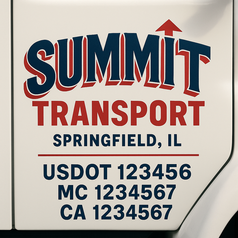 Truck Door Decal Sticker Lettering Signs With Location, USDOT, MC, CA, KYU, VIN, GVW (2-Pack)