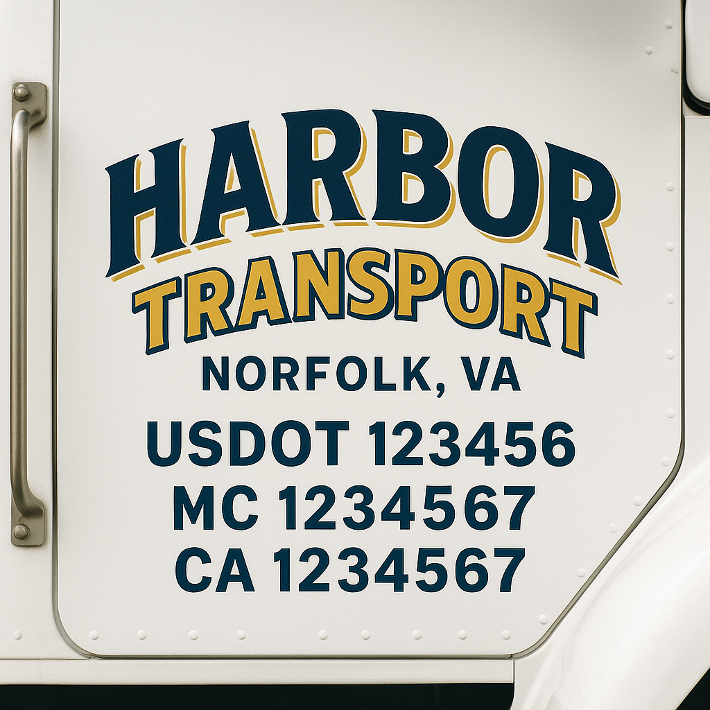 Truck Door Decal Sticker Lettering Signs With Location, USDOT, MC, CA, KYU, VIN, GVW (2-Pack)
