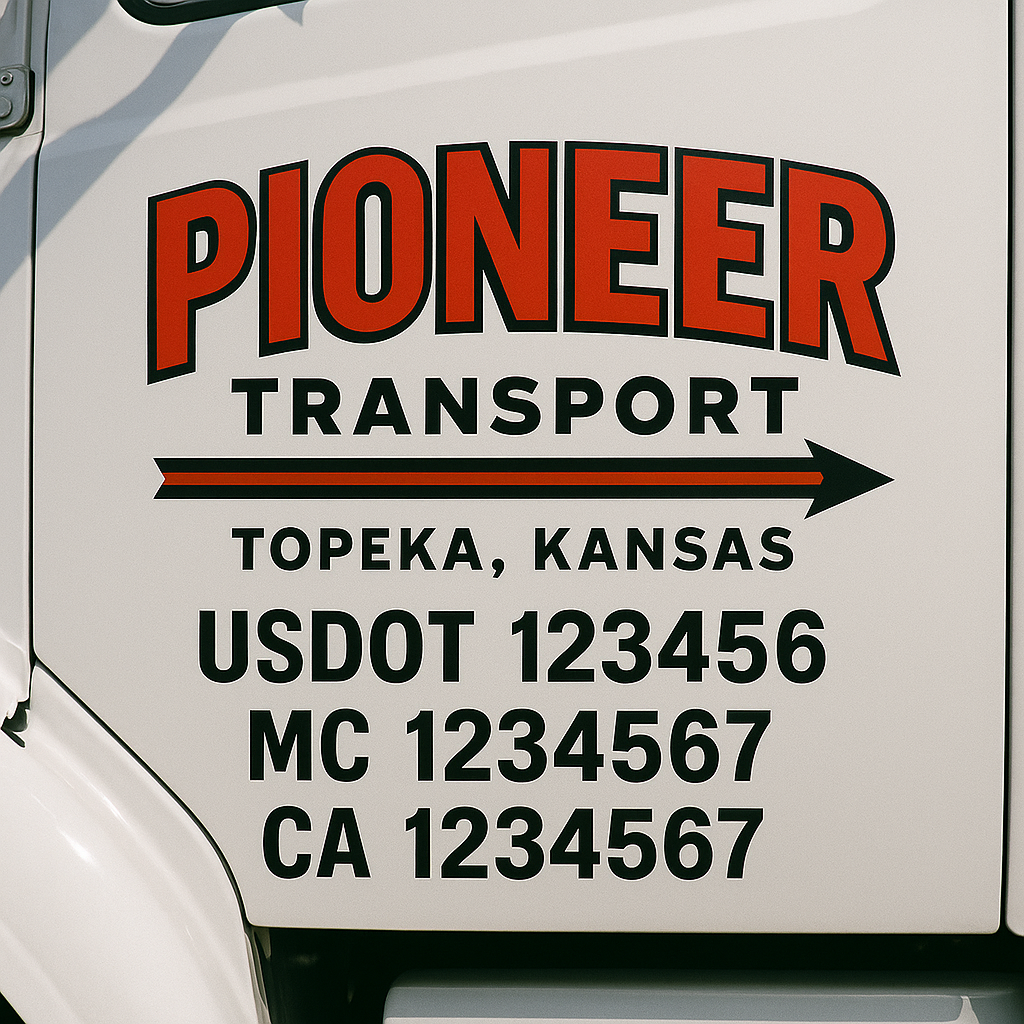 Truck Door Decal Sticker Lettering Signs With Location, USDOT, MC, CA, KYU, VIN, GVW (2-Pack)