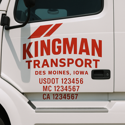 Truck Door Decal Sticker Lettering Signs With Location, USDOT, MC, CA, KYU, VIN, GVW (2-Pack)