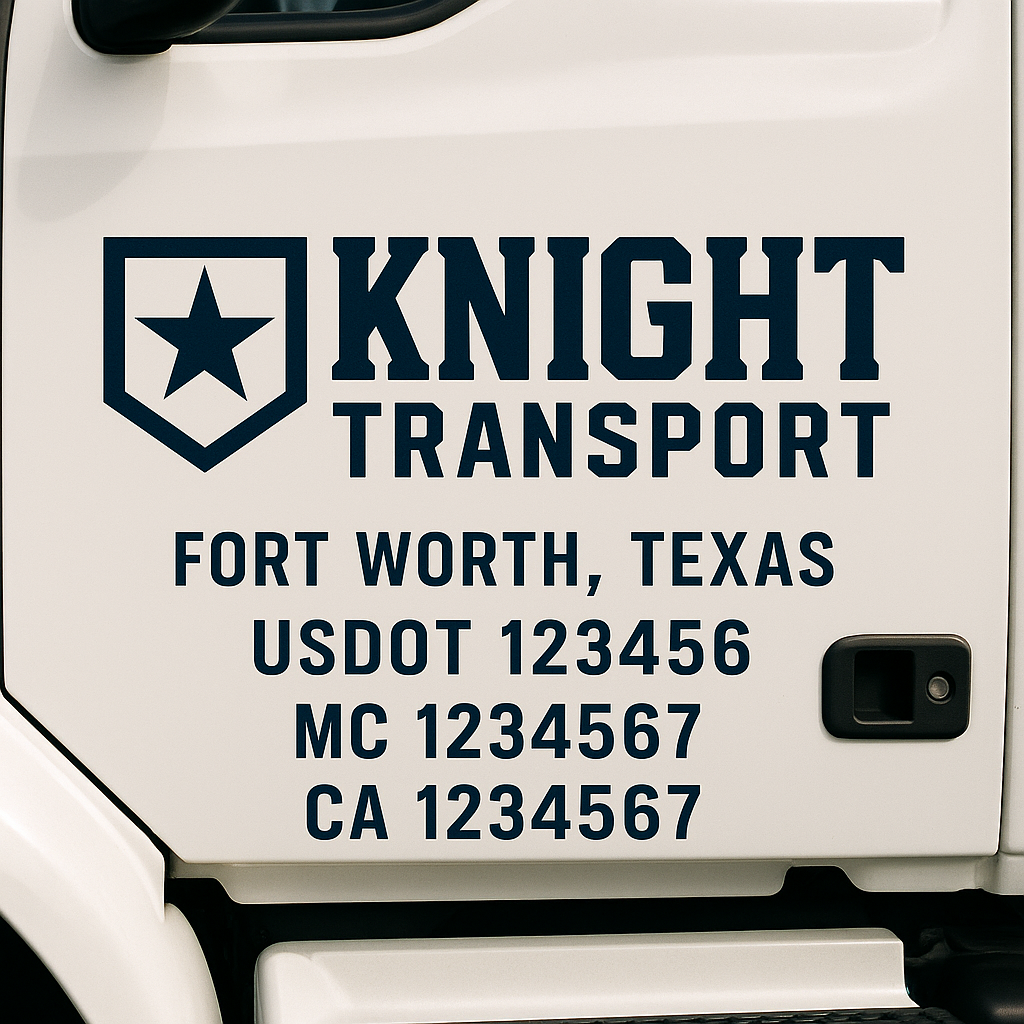 Truck Door Decal Sticker Lettering Signs With Location, USDOT, MC, CA, KYU, VIN, GVW (2-Pack)