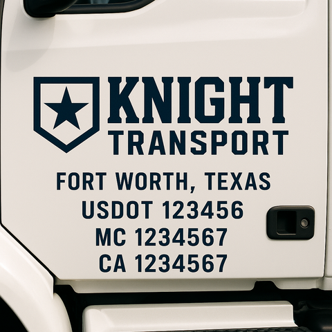 Truck Door Decal Sticker Lettering Signs With Location, USDOT, MC, CA, KYU, VIN, GVW (2-Pack)