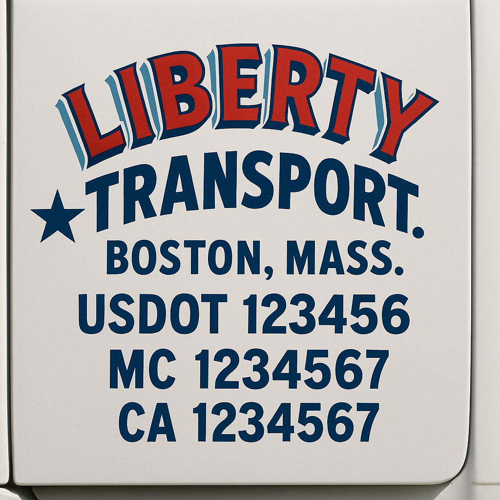 Truck Door Decal Sticker Lettering Signs With Location, USDOT, MC, CA, KYU, VIN, GVW (2-Pack)