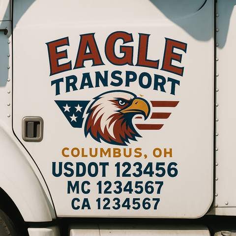 Truck Door Decal Sticker Lettering Signs With Location, USDOT, MC, CA, KYU, VIN, GVW (2-Pack)