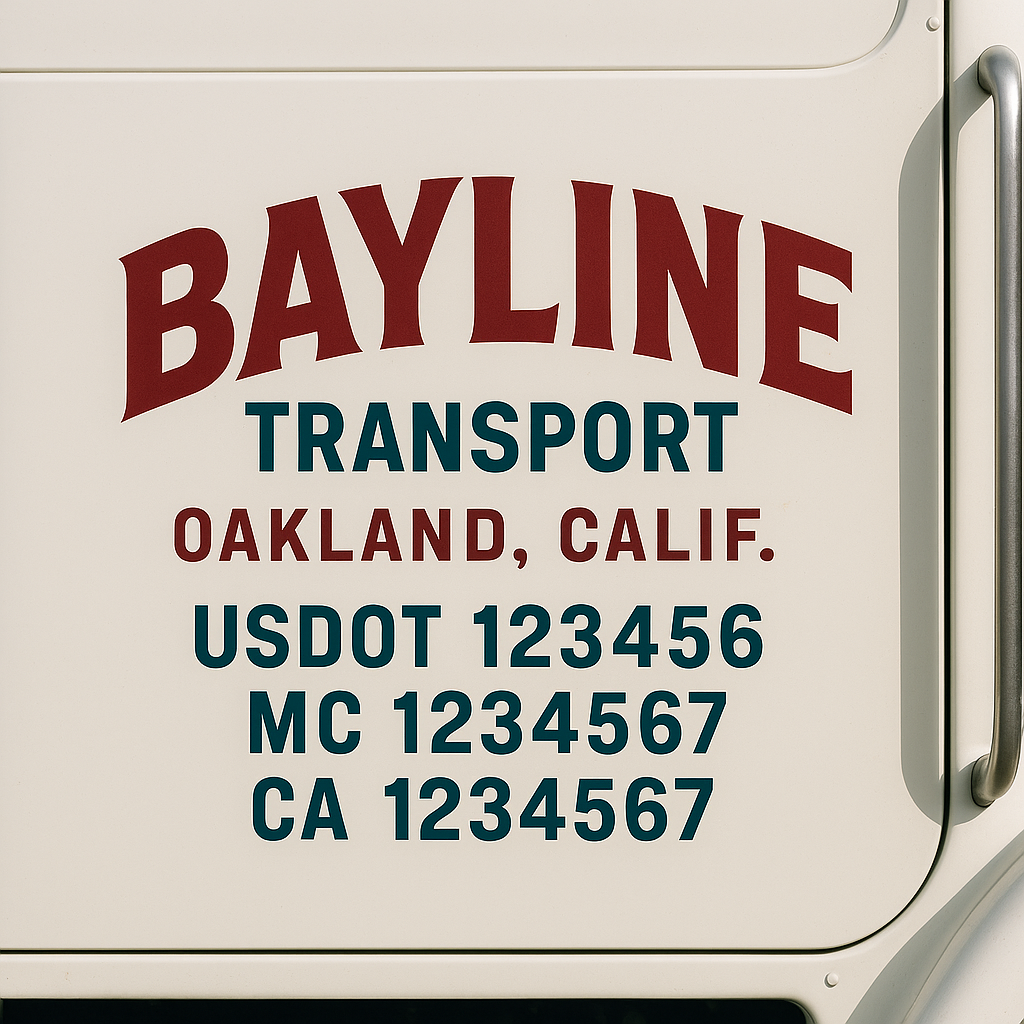 Truck Door Decal Sticker Lettering Signs With Location, USDOT, MC, CA, KYU, VIN, GVW (2-Pack)