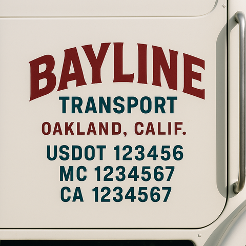 Truck Door Decal Sticker Lettering Signs With Location, USDOT, MC, CA, KYU, VIN, GVW (2-Pack)