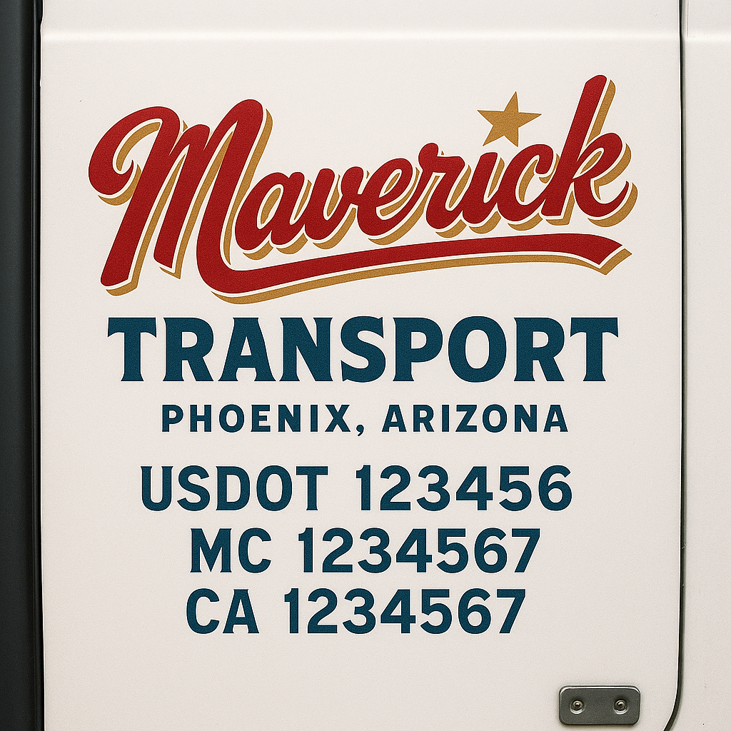 Truck Door Decal Sticker Lettering Signs With Location, USDOT, MC, CA, KYU, VIN, GVW (2-Pack)
