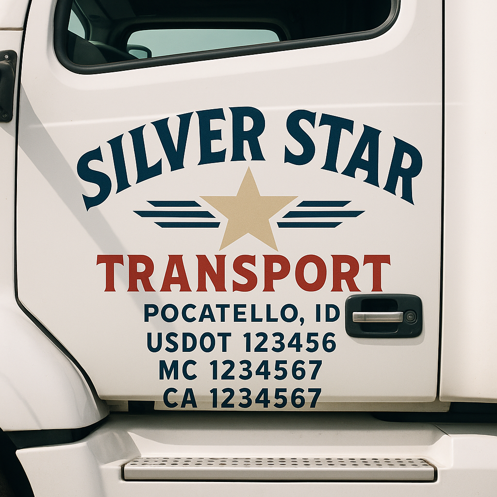 Truck Door Decal Sticker Lettering Signs With Location, USDOT, MC, CA, KYU, VIN, GVW (2-Pack)