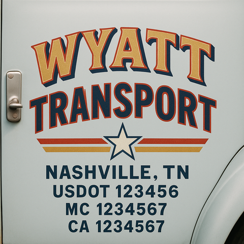 Truck Door Decal Sticker Lettering Signs With Location, USDOT, MC, CA, KYU, VIN, GVW (2-Pack)