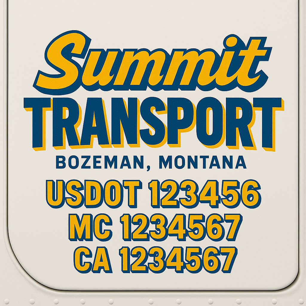 Truck Door Decal Sticker Lettering Signs With Location, USDOT, MC, CA, KYU, VIN, GVW (2-Pack)